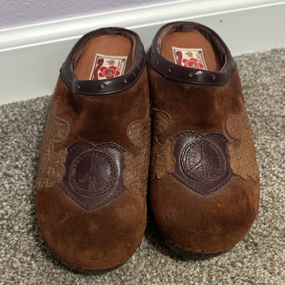 Lucky Brand Shoes - Lucky Brand Brown Suede Slip-Ons with Embroidered Design